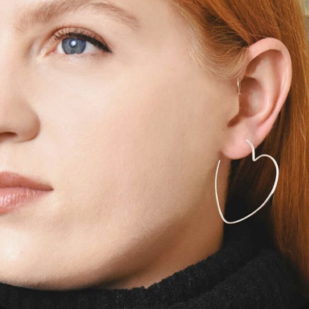 Stainless Steel Heart Hoop Earrings